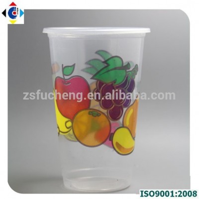 12oz Sze Plastic Cup, Clear And Colored, Disposable Plastic Juice Cup With Lid